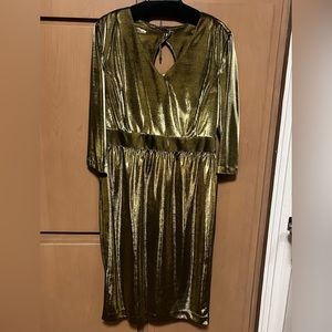 J. Peterman gold lame dress